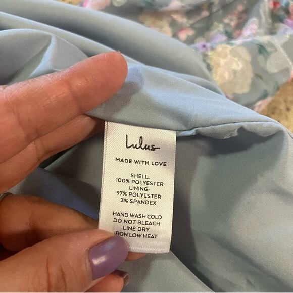 NWOT Lulus Elegant Personality Slate Blue Floral Burnout Midi Dress - Picture 10 of 10